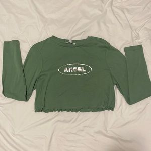 Missguided angel foil graphic lettuce hem crop